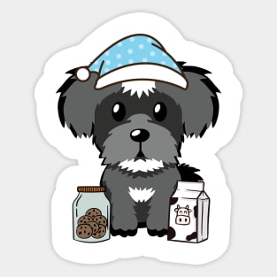 Funny schnauzer is having a midnight snack Sticker